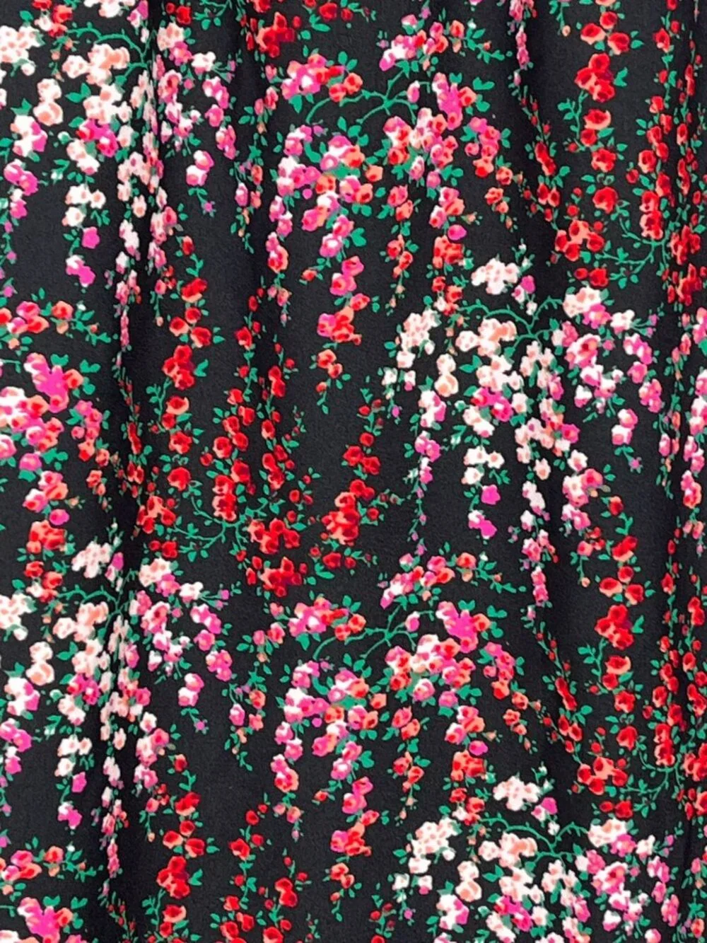 J Crew Floral Midi Skirt Womens XSP Black Pink Pull On Petite Casual